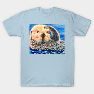 Cute Sea Otter Acrylic Painting T-Shirt